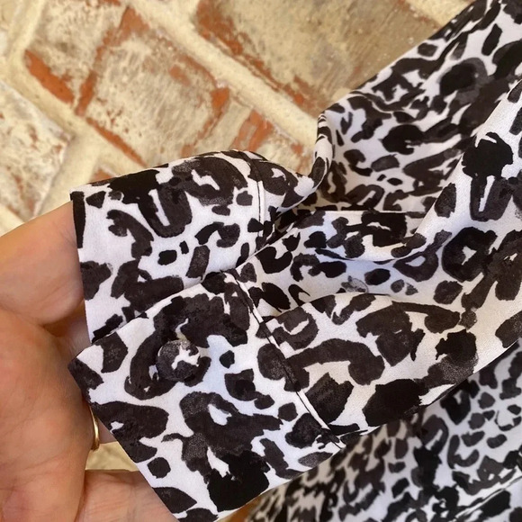 Evri Black and White Leopard Print Popover Blouse - Picture 4 of 9
